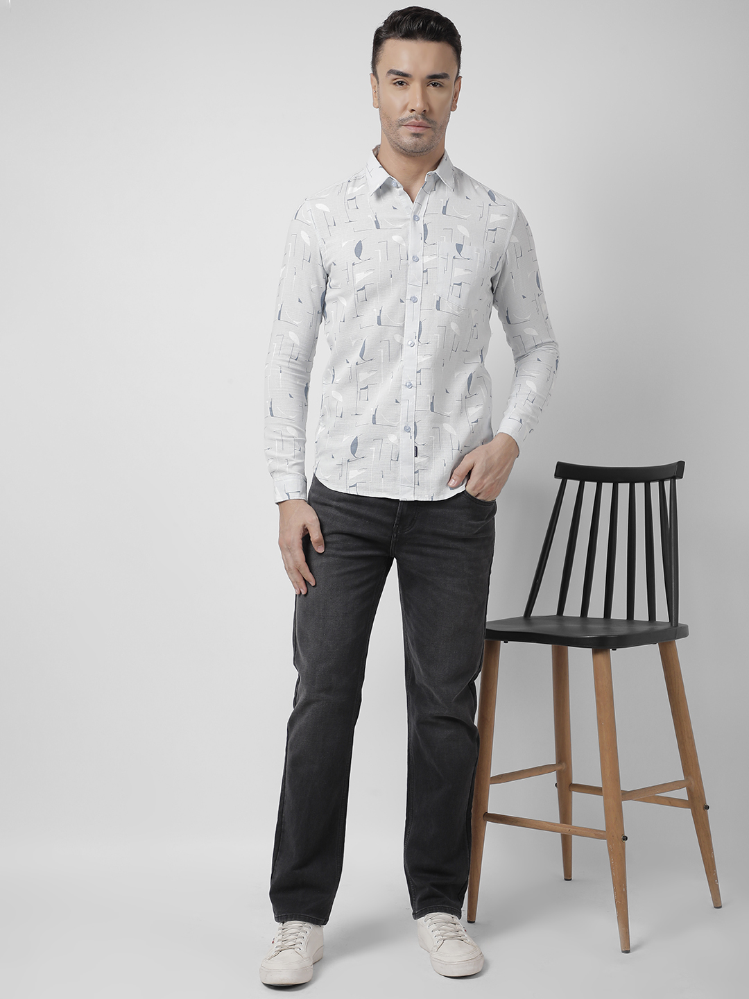 Numero Uno Men Abstract Blue Shirt